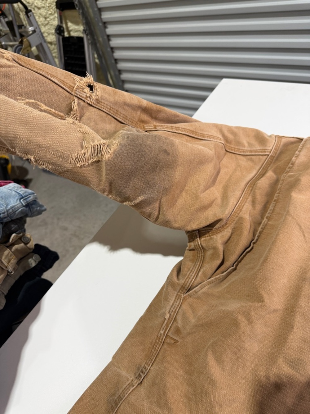 Carhartt x MadMax style Tan/Brown Duck Canvas Work Jacket with Elbow Patch XL - Picture 11 of 13